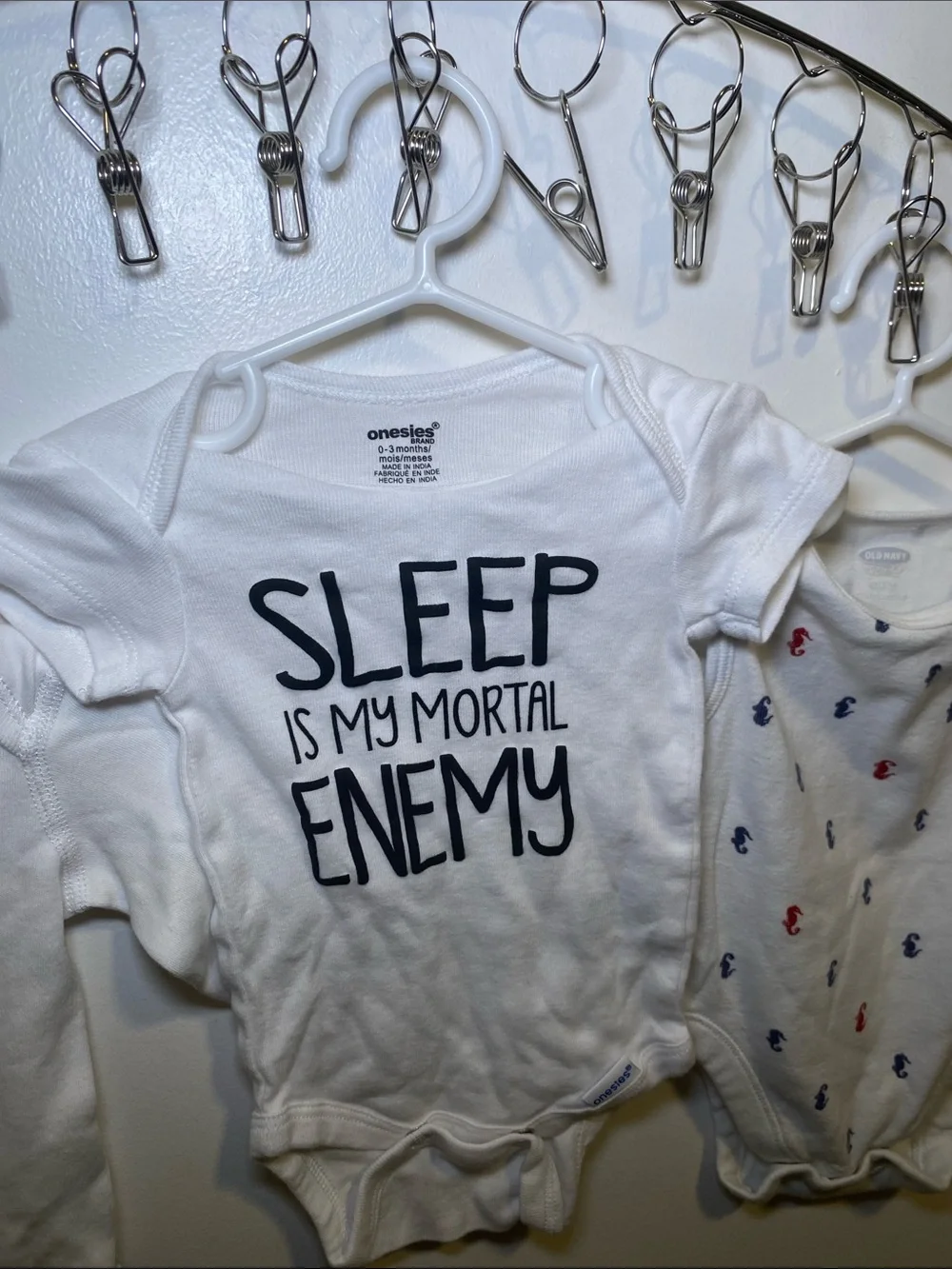 Moon and Back White Baby Long-Sleeve Bodysuit Set with Old Navy Onesies